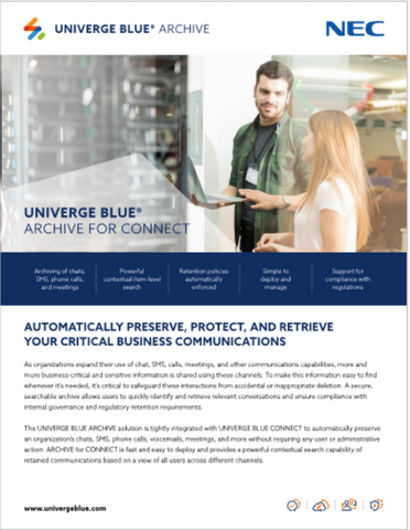 UNIVERGE BLUE ARCHIVE FOR CONNECT